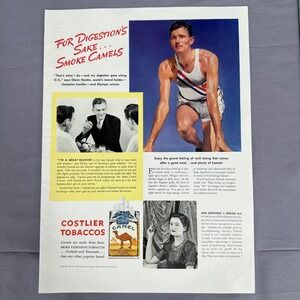 1937 Camel Cigarettes Glenn Hardin Olympic Hurdler Vtg Print Ad Wall Art Decor